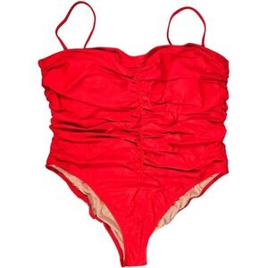 J. Crew Ruched sweetheart‎ one-piece in Red Plus 24 NWT